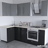 Угловая кухня Хоум Лайн Кристалл Люкс 1200х2400 угловой (черный глянец/серый пыльный)