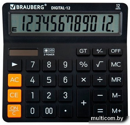 Калькулятор BRAUBERG Digital-12 272968 (черный)