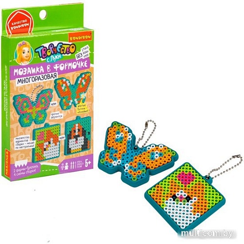 Развивающая игра Bondibon Мозаика с формами. Кошка, собака, бабочки ВВ5787