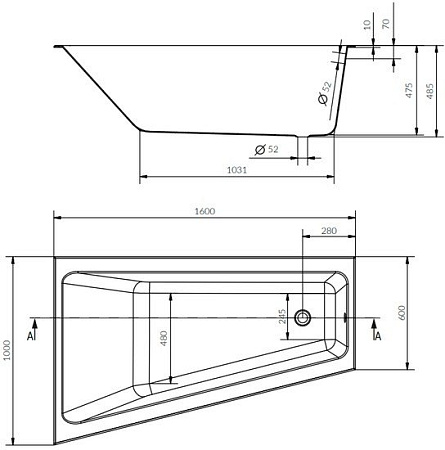 Cersanit Crea 160x100 L (без ножек)
