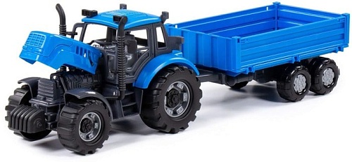 Трактор Полесье Прогресс с бортовым прицепом инерционный 91253