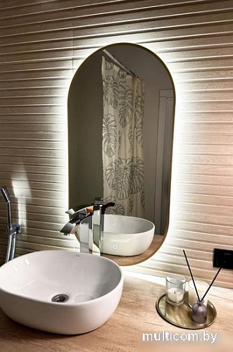 Зеркало eMZe Led с подсветкой и УФ-окантовкой 50x100 LED.UV.50.100.AUR (золото)