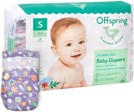 Подгузники Offspring S 3-6 кг Космос (48 шт)