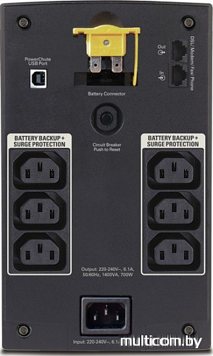 Источник бесперебойного питания APC Back-UPS 1400VA, 230V, AVR, IEC Sockets (BX1400UI)