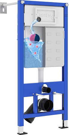Унитаз подвесной Roxen Antares в комплекте с инсталляцией StounFix Dual Fresh 6 в 1 968011 (кнопка: золото глянцевое )