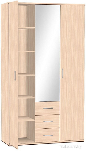 Шкаф распашной МДК ГШ2-1 3-х створчатый с ящиками 2120x1200x450 (дуб млечный)