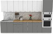 Готовая кухня ЭлиГард Lion 3.2 (белый структурный/дымчатый алмаз/дуб бунратти)