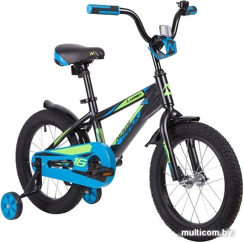 Детский велосипед Novatrack Lumen 16 (черный/синий, 2019)