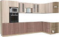 Готовая кухня Интерлиния Мила 1.68x3.4 правая без столешницы (шимо светлый/шимо темный)