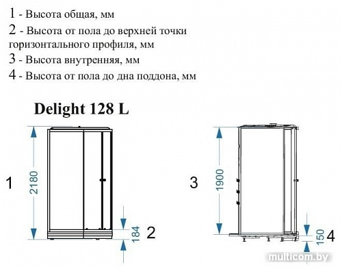 Душевая кабина Domani-Spa Delight 128 120x80 R с гидромассажем (черный/тонированное)