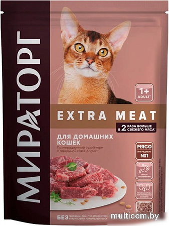 Сухой корм для кошек Winner Extra Meat для домашних кошек с говядиной 400 г