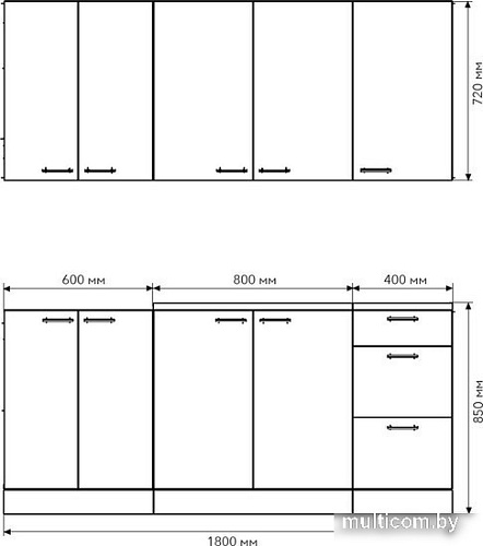 Готовая кухня Агута Альфа 1.8 (дуб пепельный/сатин/опал светлый)