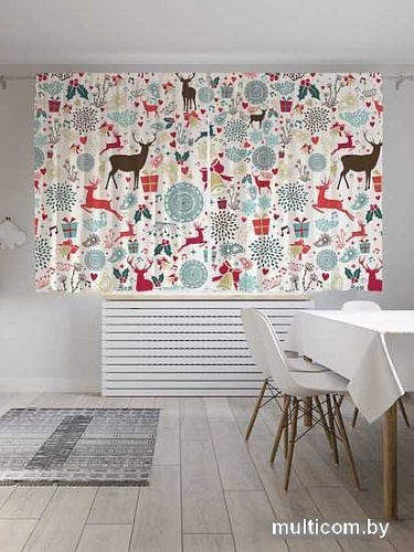 Комплект штор JoyArty Новогодние олени Oxford DeLux 1.45x1.8 м pox_185481 (2 шт)