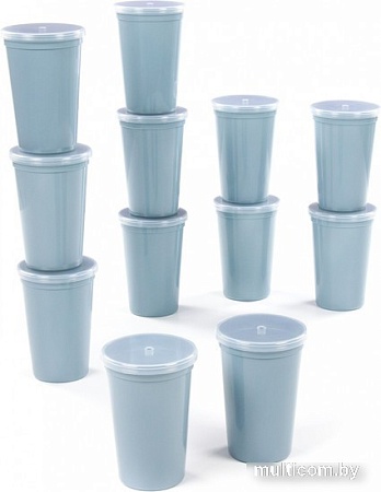 Набор стаканов для воды и напитков Полесье 74055 (12 шт, серо-голубой)