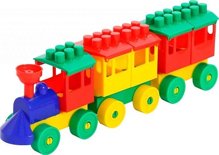 Конструктор Полесье 2044 Паровоз с двумя вагонами