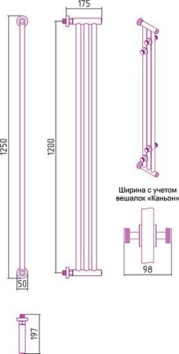Полотенцесушитель Сунержа Хорда 1200x195 03-0124-1200