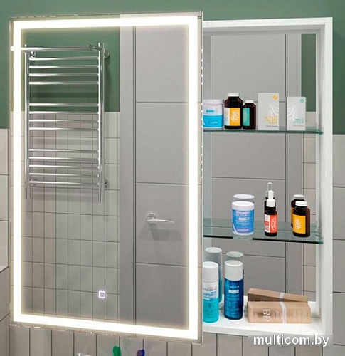 Континент Шкаф с зеркалом Aperio Led 80x80 (левый)