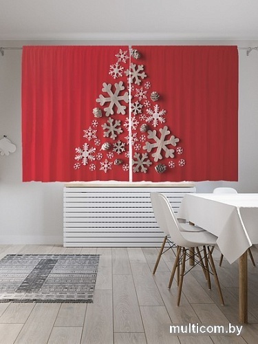 Комплект штор JoyArty Елочка из снежинок Oxford DeLux 1.45x1.8 м pox_380840 (2 шт)