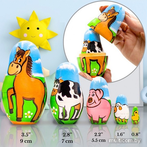 Развивающая игра Брестская Матрешка Животные фермы (набор 5 шт)