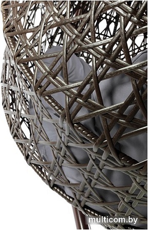 Подвесное кресло M-Group Для двоих Люкс 11510209 (коричневый ротанг/серая подушка)