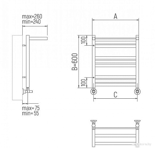 Полотенцесушитель Ukko Норланд П9 c полкой (3-3-2)