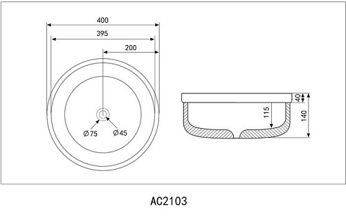 Умывальник Abber Bequem AC2103MB (черный матовый)