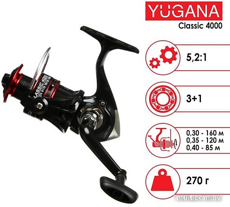 Рыболовная катушка Yugana Classic 4000 3+1 Ball