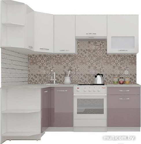 Угловая кухня ВерсоМебель ЭкоЛайт-6 1.2x2.2 левая (белый/глициния)