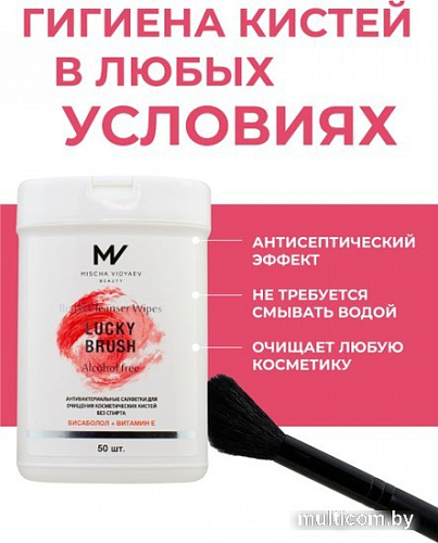 Салфетки для кистей Mischa Vidyaev Lucky Brush Антибактериальные бесспиртовые (50шт)