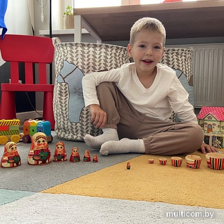 Развивающая игра Брестская Матрешка В оранжевом платье с лесными орехами (набор 7 шт)