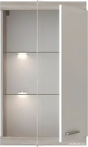 Шкаф-витрина Black Red White Linn Со стеклом 100x60x36 (ясень шимо/белый)