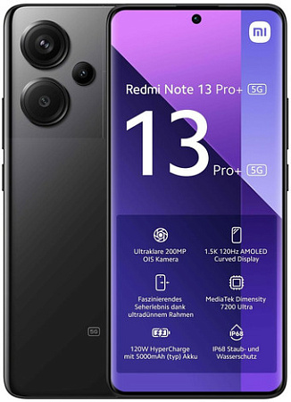 Смартфон Xiaomi Redmi Note 13 Pro+ 5G 12GB/512GB с NFC международная версия (полуночный черный)