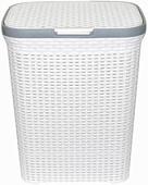 Корзина ВиолетПласт для белья 40 л с крышкой Ротанг (белый)