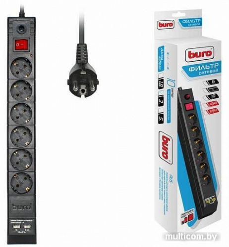Сетевой фильтр Buro BU-SP3_USB_2A-B