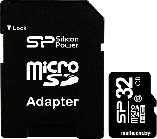 Карта памяти Silicon-Power microSDHC (Class 10) 32GB + адаптер (SP032GBSTH010V10-SP)