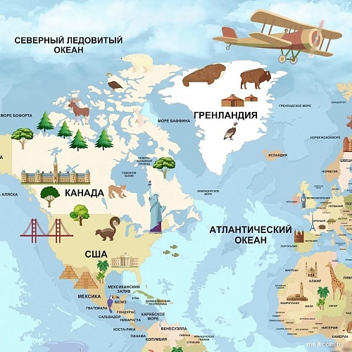 Фотообои Citydecor Детская Карта мира 343 500x260