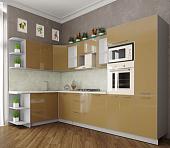 Готовая кухня Интерлиния Мила Пластик 1.68x3.2 правая (капучино/капучино глянец/опал св.)