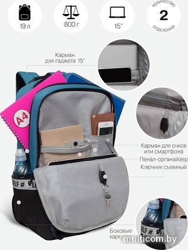 Городской рюкзак Grizzly RU-337-2 (черный/синий)