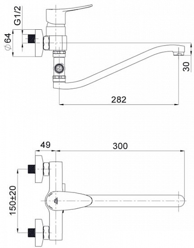 Смеситель Rubineta STATIC-12/G (N) A2GA08N