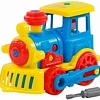 Конструктор Полесье 71255 Паровоз (синий/желтый)