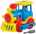 Конструктор Полесье 71255 Паровоз (синий/желтый)