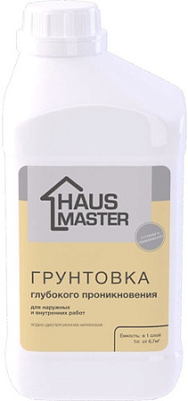 Водно-диспрессионная грунтовка Haus Master Глубокого проникновения (1 л, бесцветный)