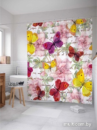 Шторка-занавеска для ванны JoyArty Письмо в бабочках sc_11030