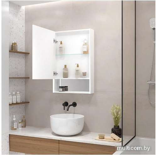 Континент Шкаф с зеркалом Filit Led 50x80 (левый, белый)