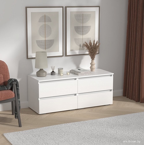 Тумба Кортекс-мебель Бари 120 4ш (белый/белый/белый)