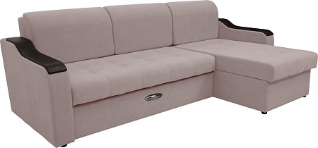 Диван Сириус Лидер-3 с оттоманкой НПБ 260x165 (Eva 05 велюр светло-бежевый)