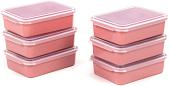 Набор контейнеров Полесье 176x123x50мм с крышками 73928 (6 шт, бледно-коралловый/прозрачный)