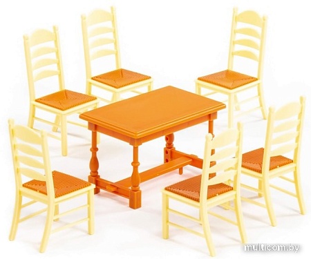 Аксессуары для кукольного домика Полесье №6 54395 (7 элементов, бежевый/коричневый)