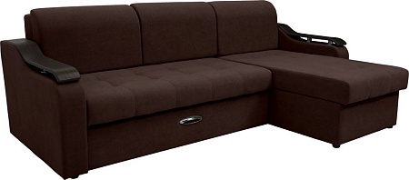 Диван Сириус Лидер-4 с оттоманкой НПБ 260x165 (Eva 04 велюр темно-коричневый)