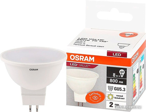 Светодиодная лампа Osram LV MR1675 10 SW/830 230V GU5.3 10X1 RU